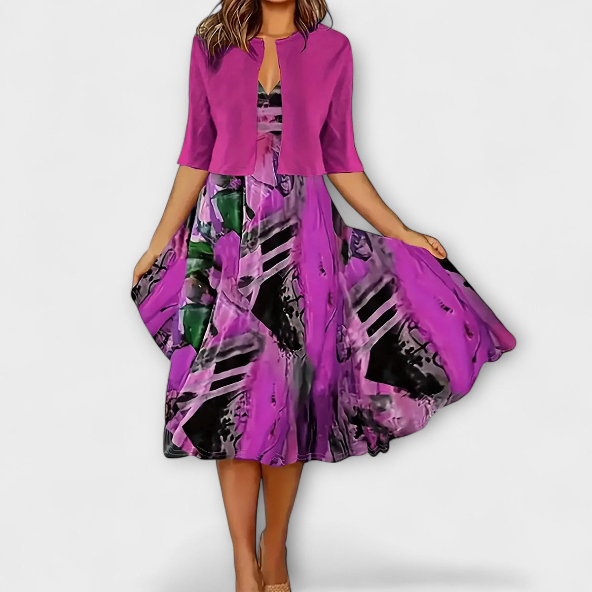 Eva Women's Co-ord Set with Three-quarter Sleeves and an All-over Print, photo 4