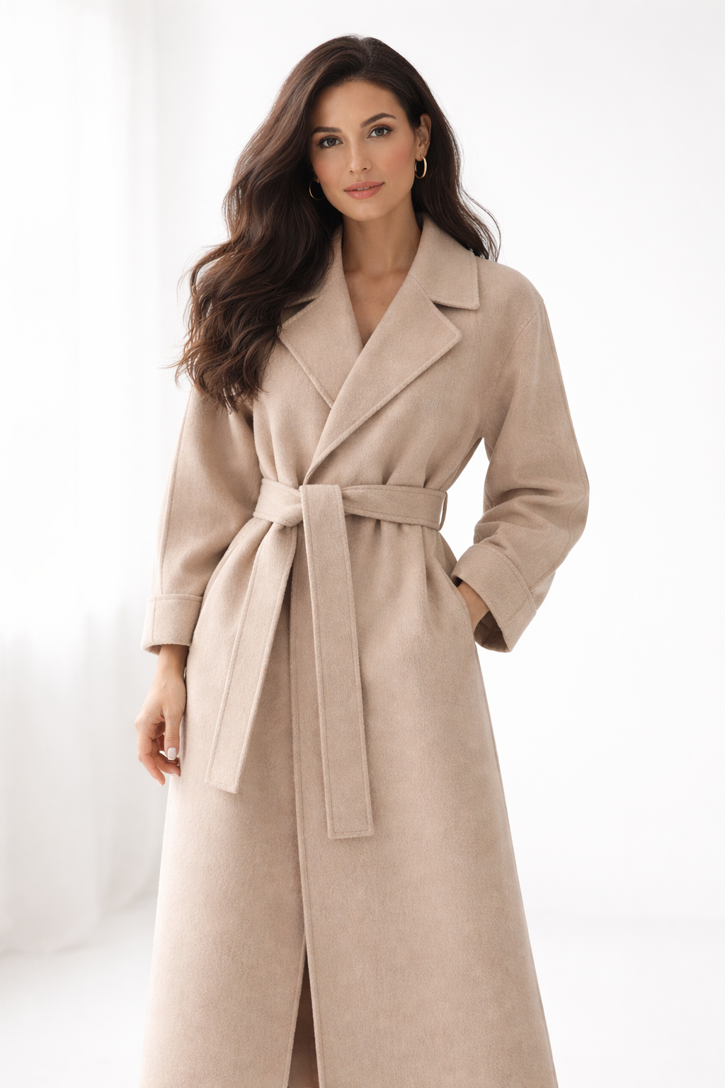 Faith Women's Coat in a Long Cut with a Belt, photo 6