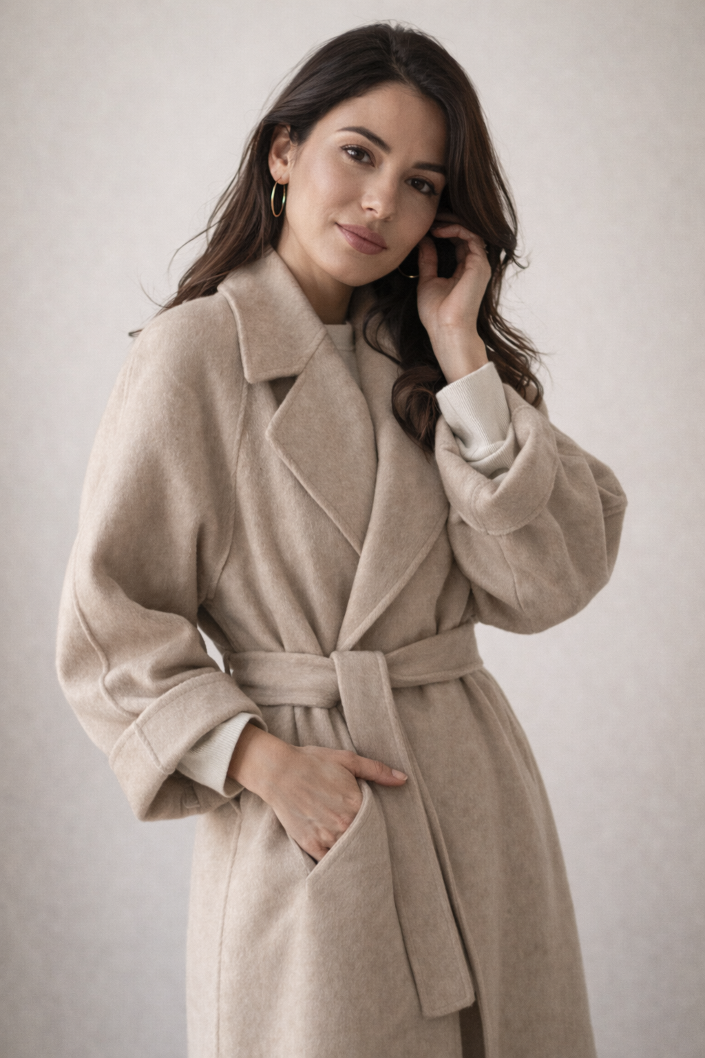Faith Women's Coat in a Long Cut with a Belt, photo 7
