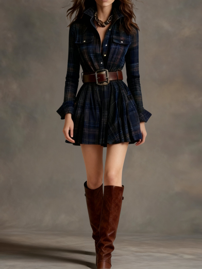 Fern Women's Dress in Mini Length with a Check Pattern, photo 3