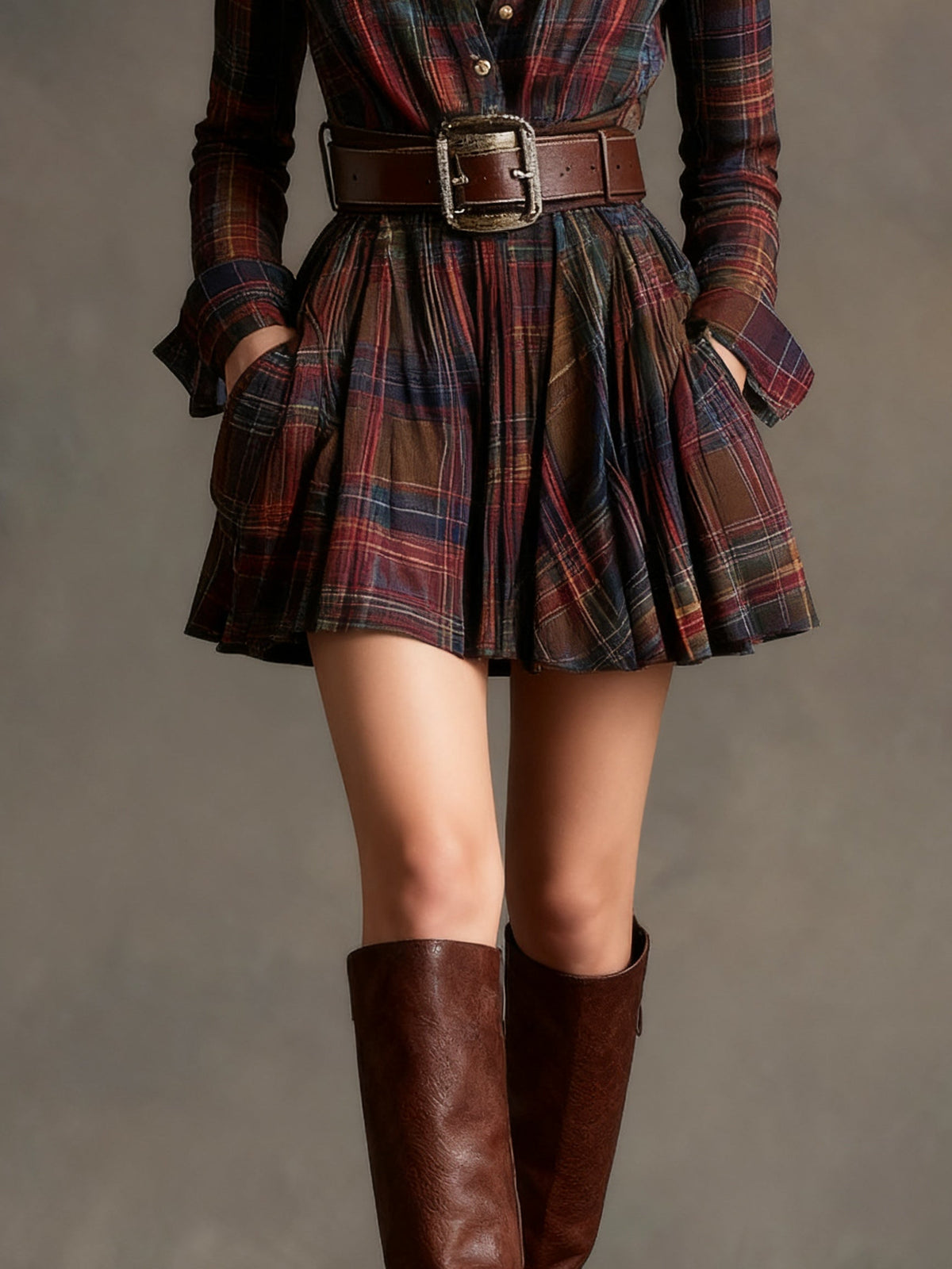 Fern Women's Dress in Mini Length with a Check Pattern, photo 6