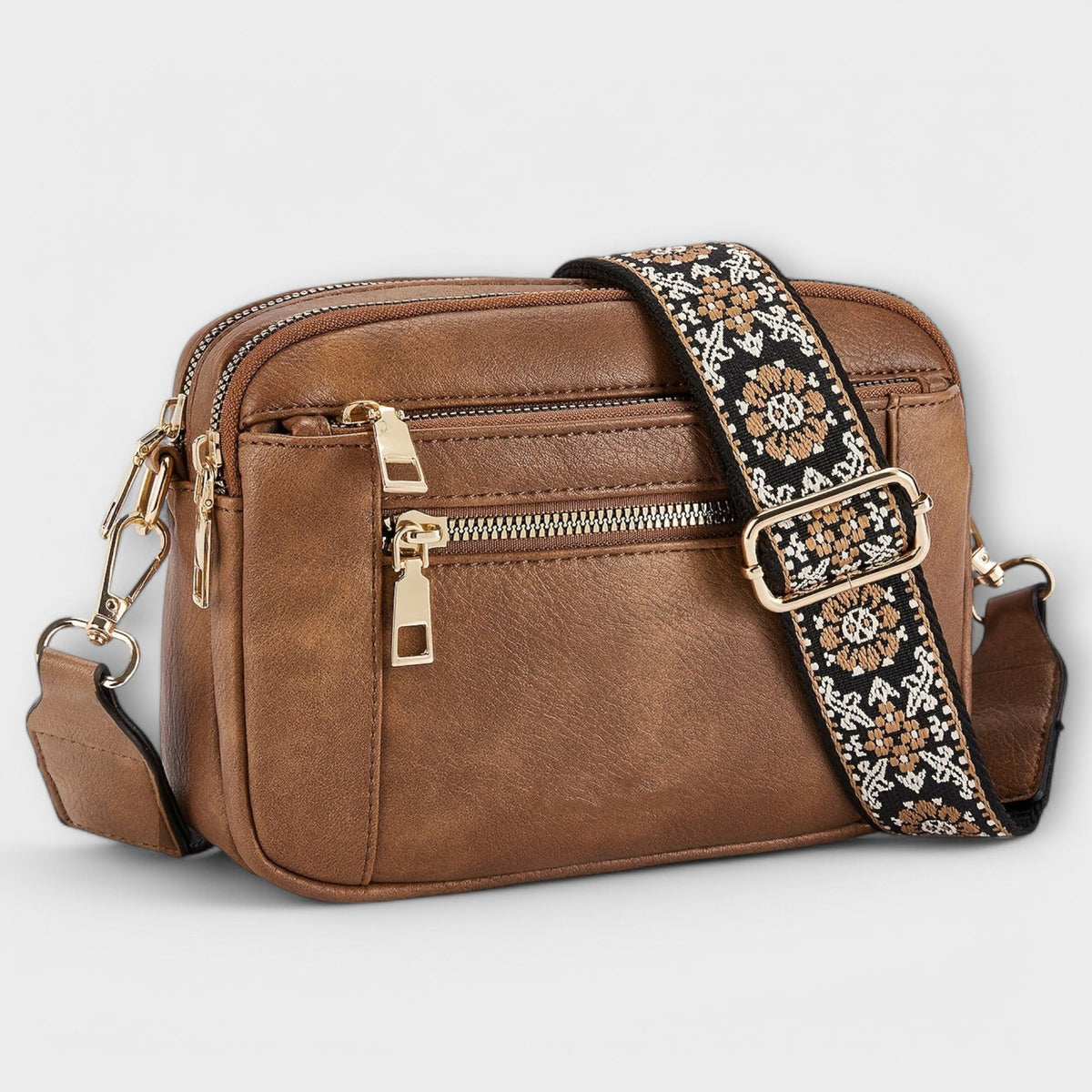 Frances Women's Shoulder Bag in a Leather Look with a Zip and Pockets, photo 1