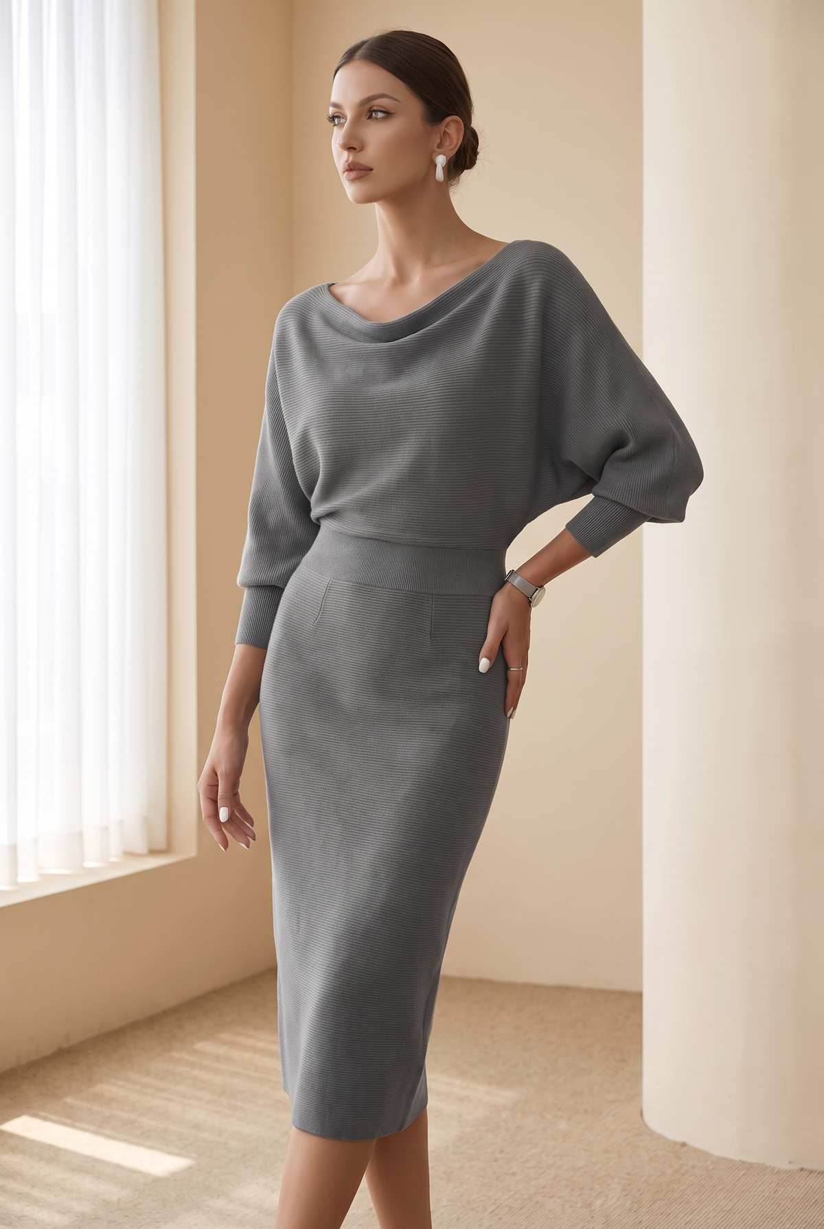 Frida Women's Dress in Knit with Long Sleeves, photo 10