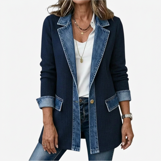 Gemma Women's Jacket with Lapels with Buttons and Colour Blocking, photo 1