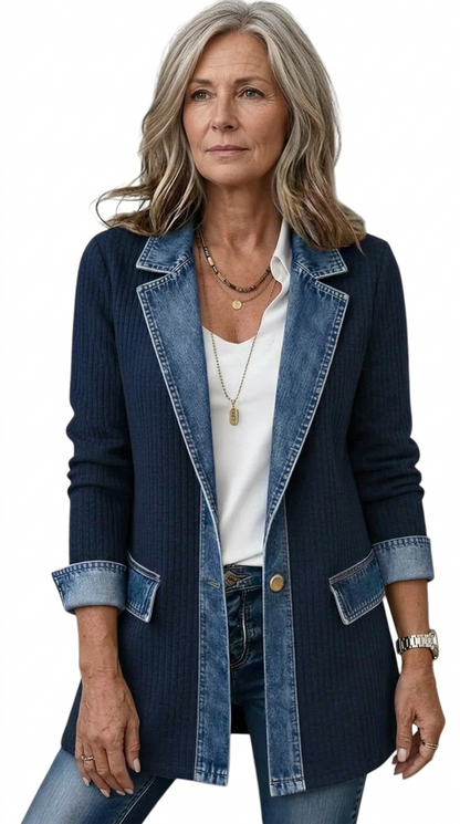 Gemma Women's Jacket with Lapels with Buttons and Colour Blocking, photo 10