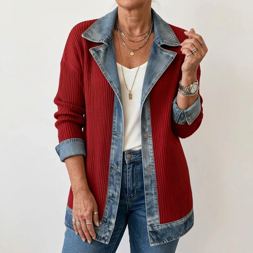 Gemma Women's Jacket with Lapels with Buttons and Colour Blocking, photo 5