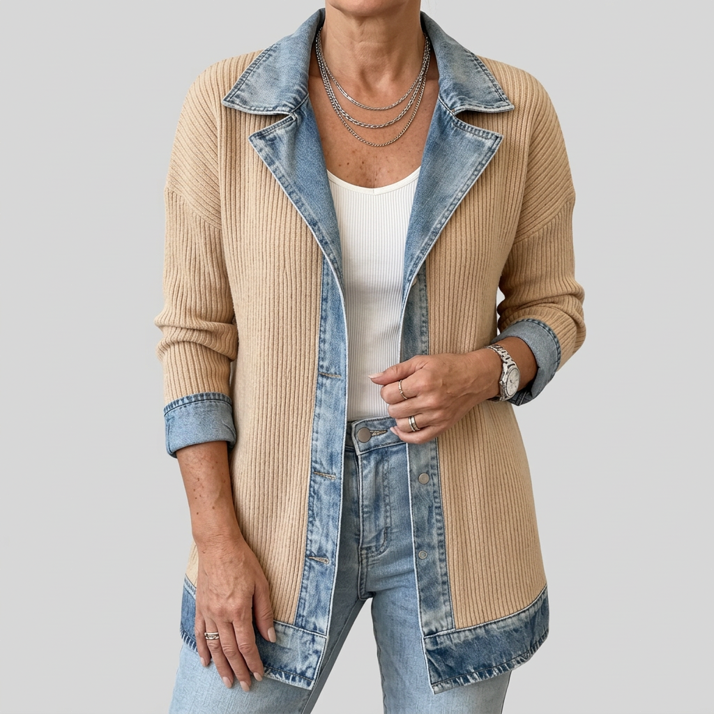 Gemma Women's Jacket with Lapels with Buttons and Colour Blocking, photo 7