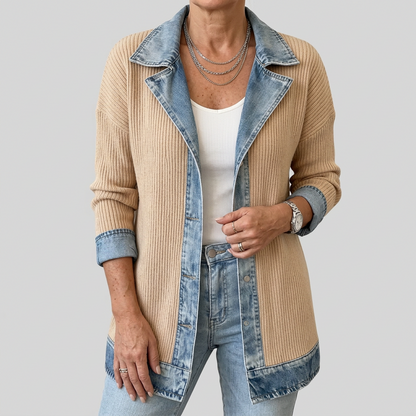 Gemma Women's Jacket with Lapels with Buttons and Colour Blocking, photo 7