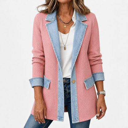 Gemma Women's Jacket with Lapels with Buttons and Colour Blocking, photo 8
