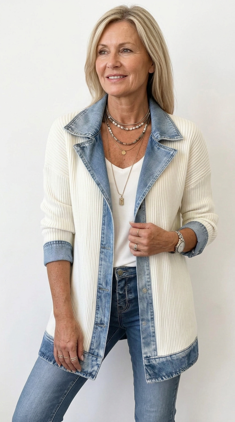 Gemma Women's Jacket with Lapels with Buttons and Colour Blocking, photo 9