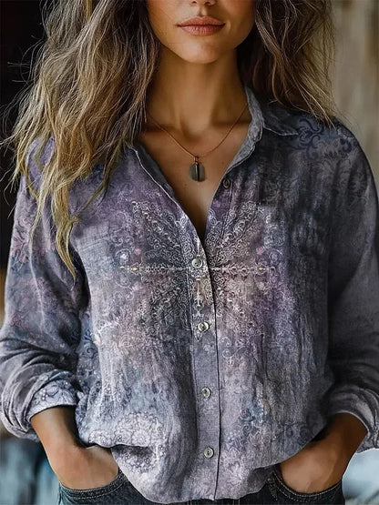 Grace Women's Blouse with Lapels and a Floral Print, photo 10