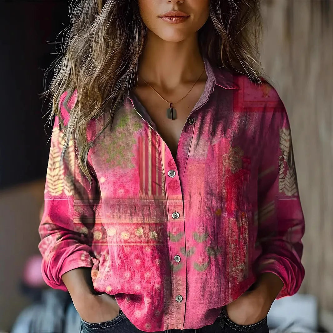 Grace Women's Blouse with Lapels and a Floral Print, photo 2