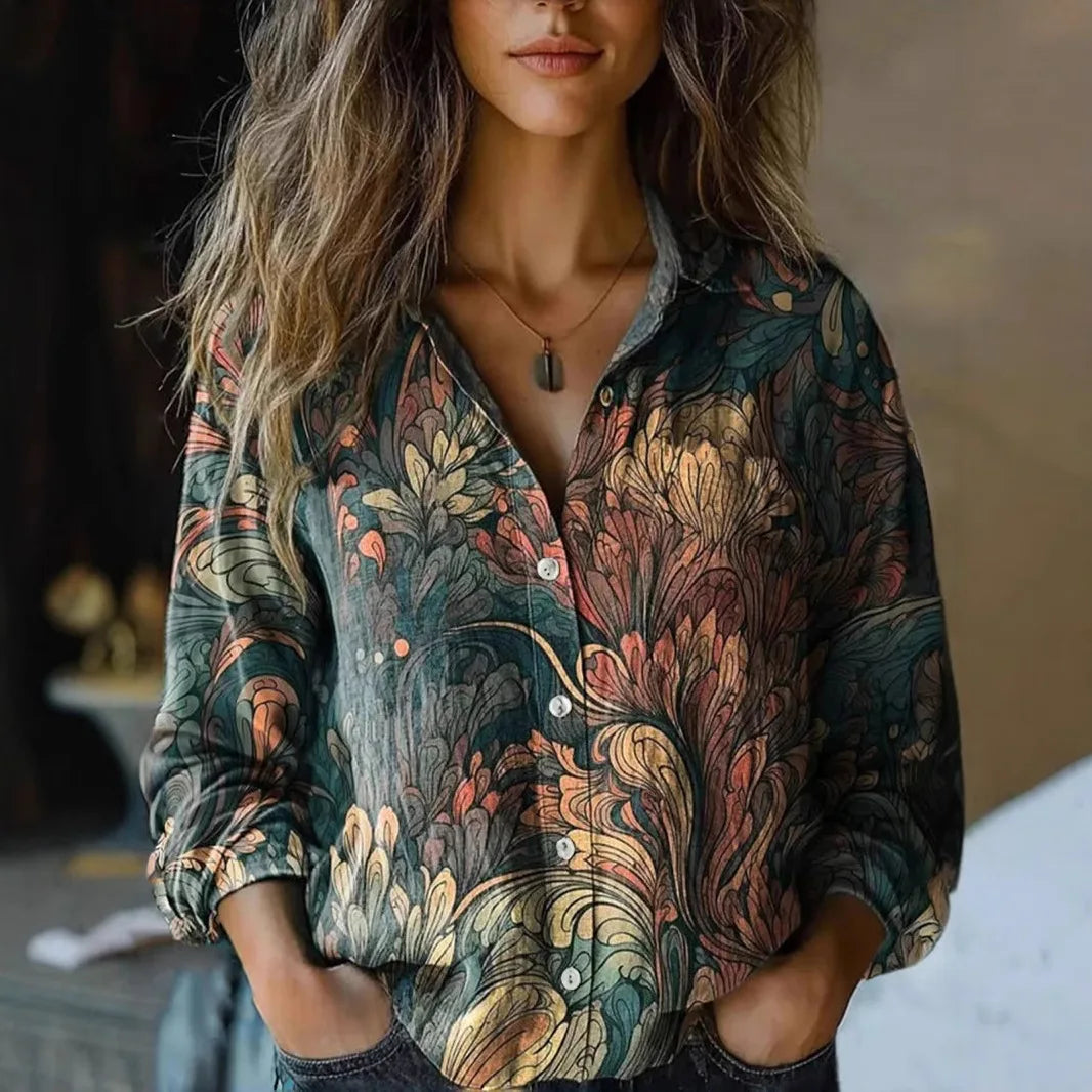 Grace Women's Blouse with Lapels and a Floral Print, photo 4