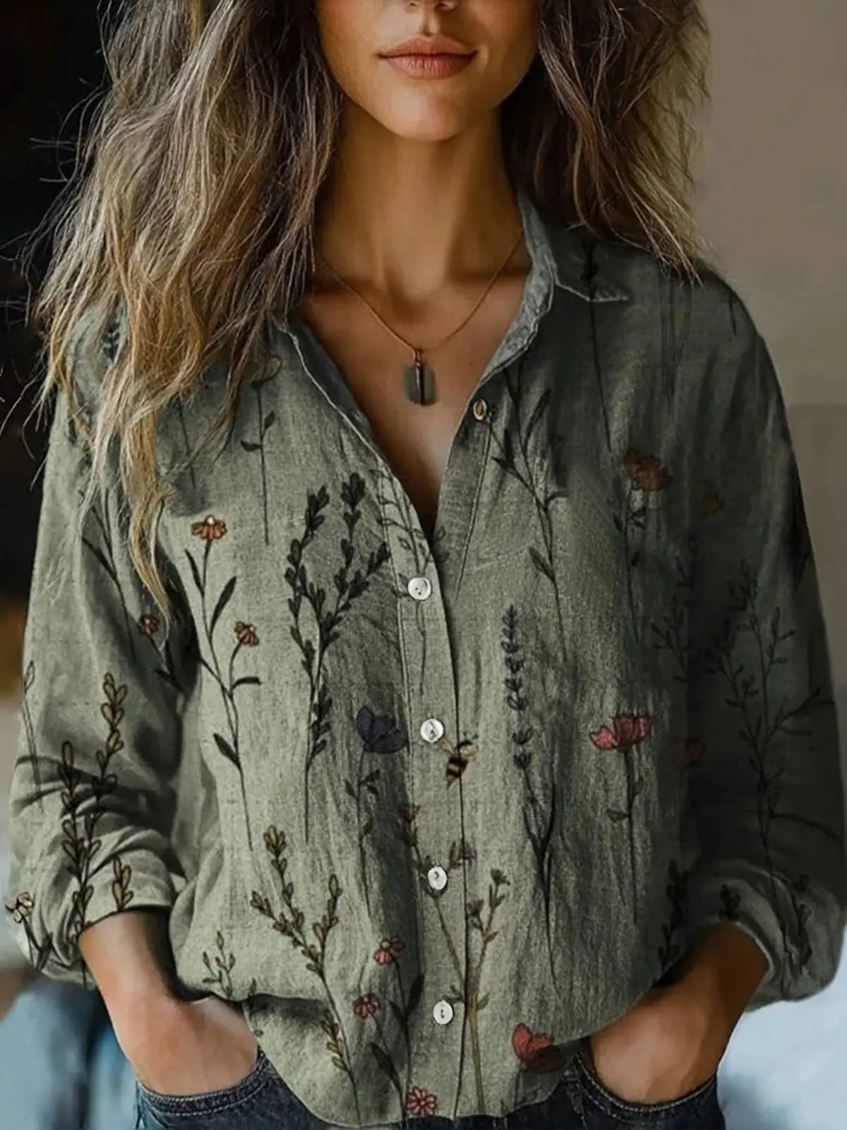 Grace Women's Blouse with Lapels and a Floral Print, photo 8