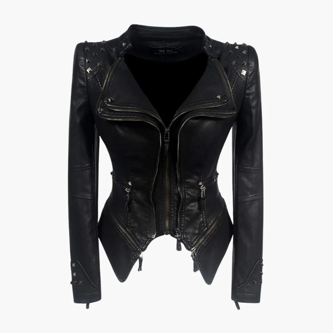 Gwen Women's Jacket with a Zip with Long Sleeves and an Asymmetric Cut, photo 1
