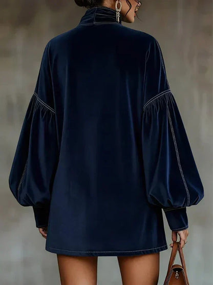 Harriet Women's Dress in Velvet with Puff Sleeves, photo 2