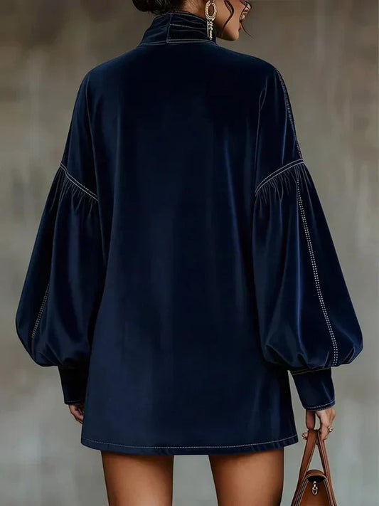 Harriet Women's Dress in Velvet with Puff Sleeves, photo 2