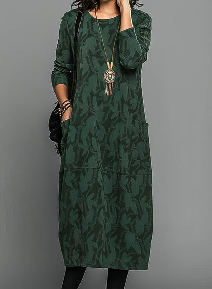 Hazel Women's Dress with a Round Neck with Long Sleeves and an All-over Print, photo 1