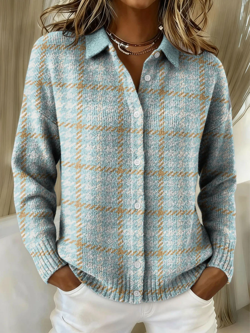 Ida Women's Hoodie with a Hood with Buttons and a Check Pattern in Multi, photo 1