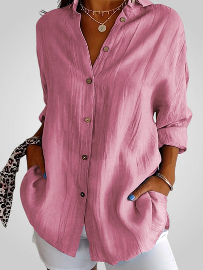 Jasmine Women's Blouse with a Classic Collar with Buttons and Pleats, photo 10
