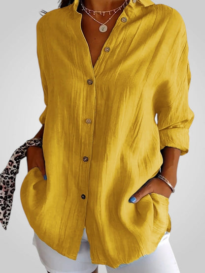 Jasmine Women's Blouse with a Classic Collar with Buttons and Pleats, photo 8