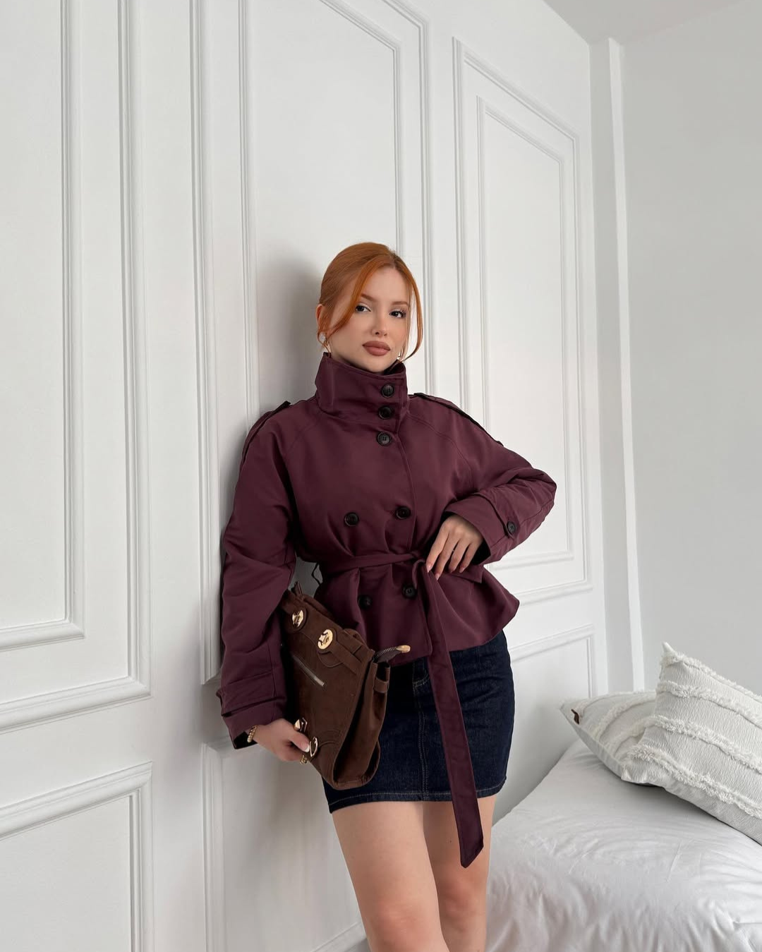 Joanna Women's Trench Coat with a Belt in a Cropped Length, photo 3