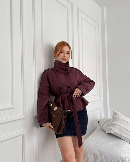 Joanna Women's Trench Coat with a Belt in a Cropped Length, photo 3