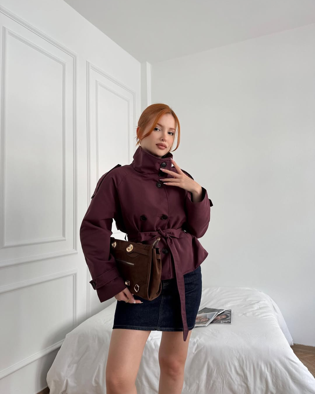 Joanna Women's Trench Coat with a Belt in a Cropped Length, photo 6