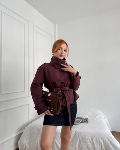 Joanna Women's Trench Coat with a Belt in a Cropped Length, photo 6