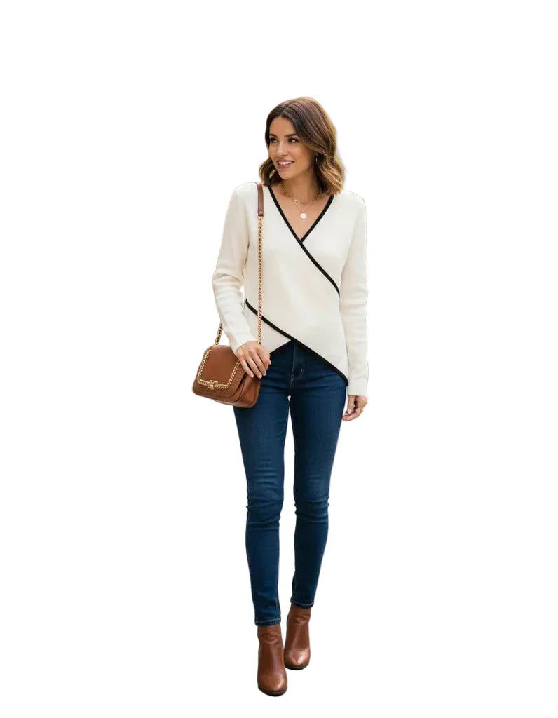 Kara Women's Sweater in Knit with a V-neck, photo 2