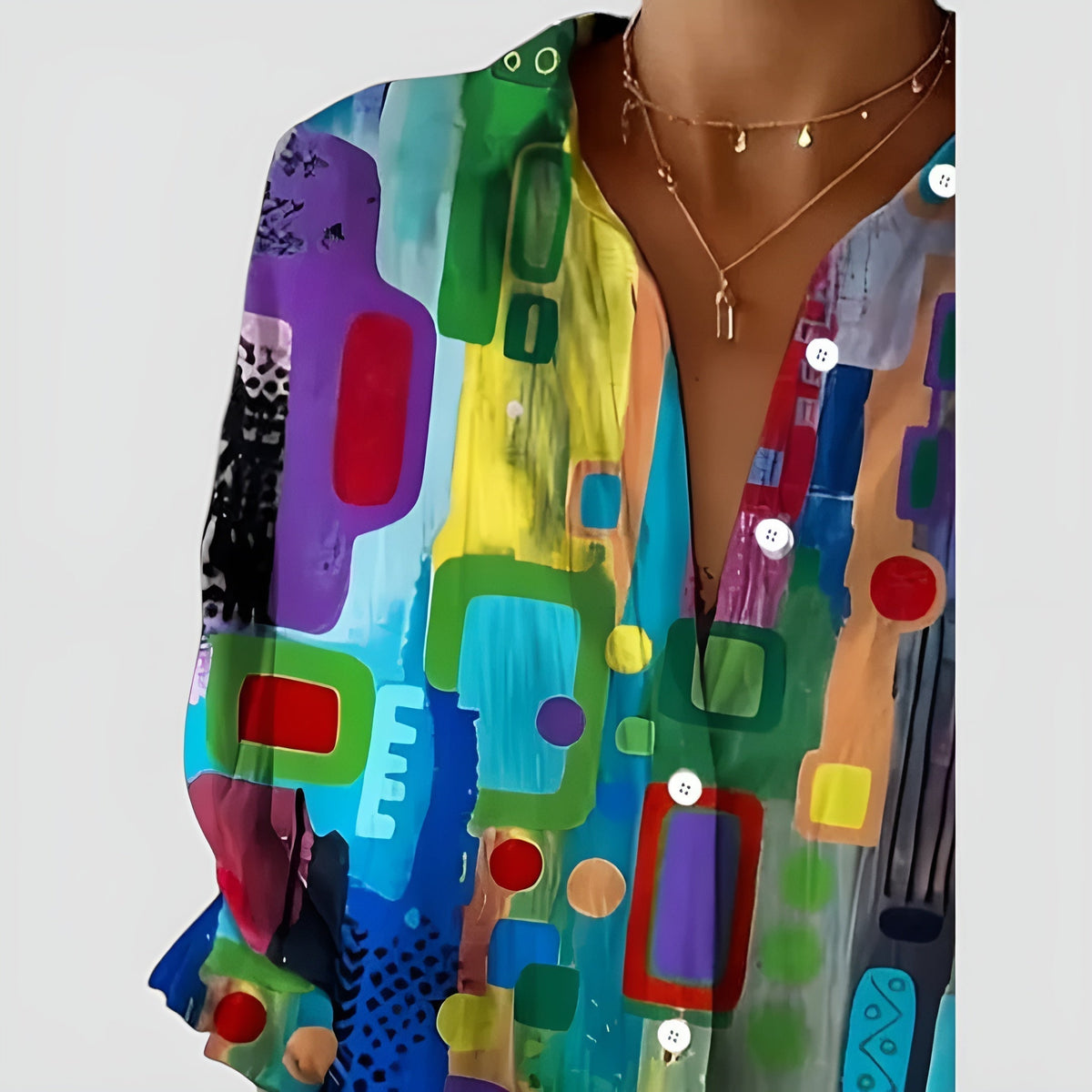 Katie Women's Blouse in Polyester with a Classic Collar and an All-over Print, photo 3