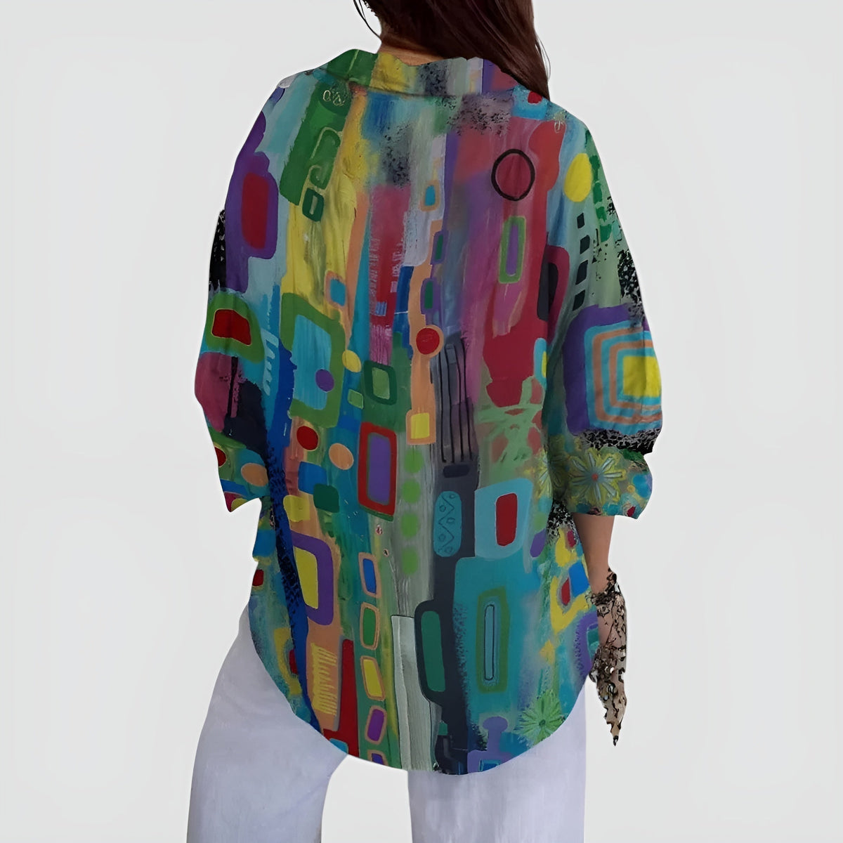 Katie Women's Blouse in Polyester with a Classic Collar and an All-over Print, photo 4