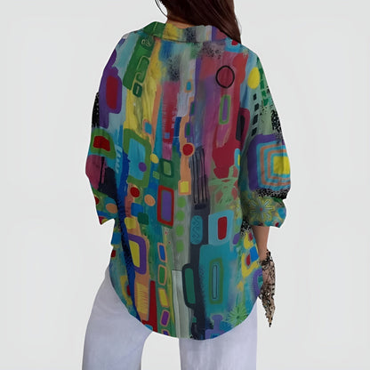 Katie Women's Blouse in Polyester with a Classic Collar and an All-over Print, photo 4