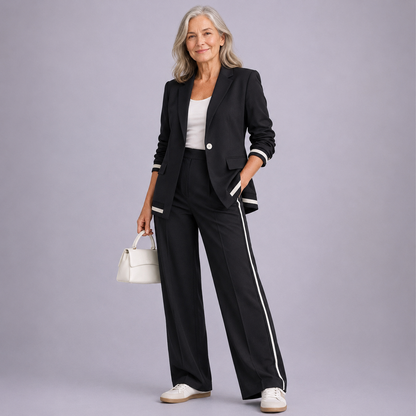 Lara Women's Co-ord Set with Wide Legs with Lapels, photo 2