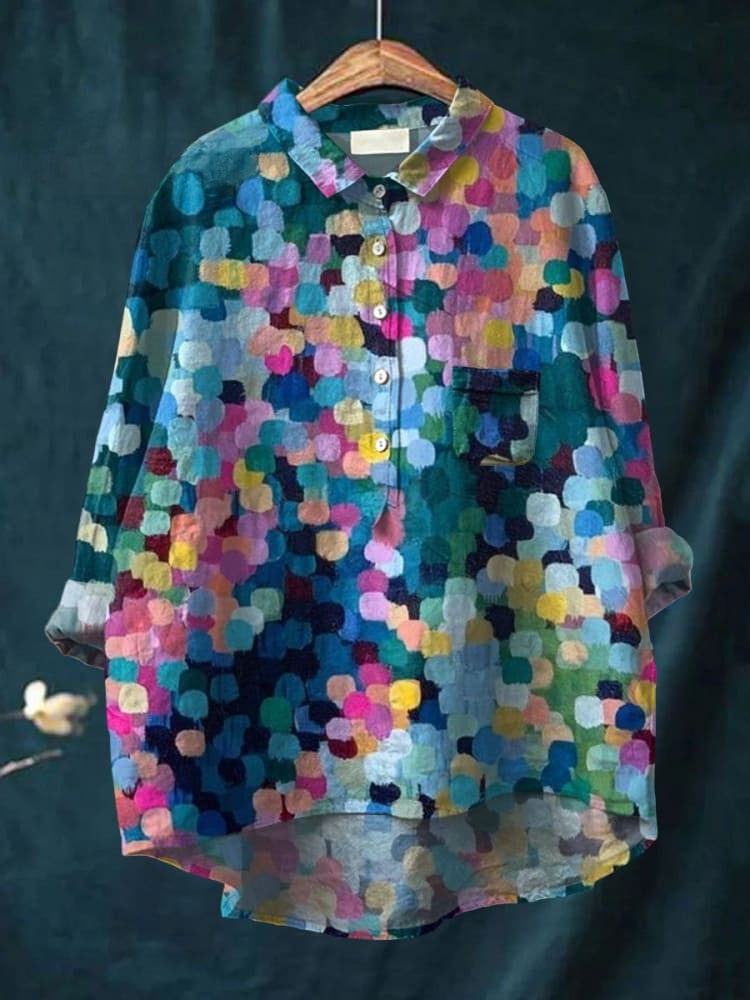 Laura Women's Shirt in an Oversized Fit with an All-over Print in Multi, photo 1