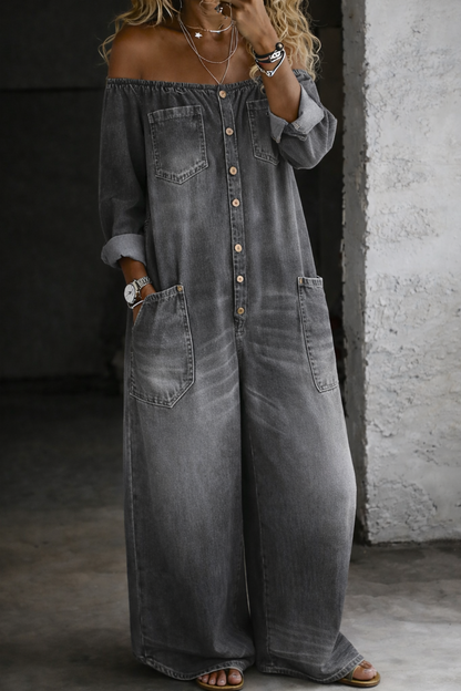 Laurel Women's Jumpsuit in Denim with Long Sleeves, photo 3