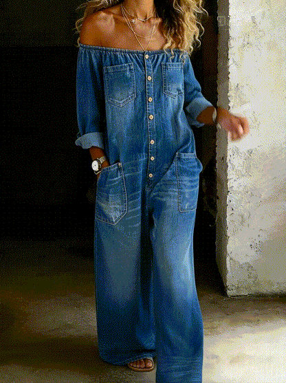 Laurel Women's Jumpsuit in Denim with Long Sleeves, photo 6