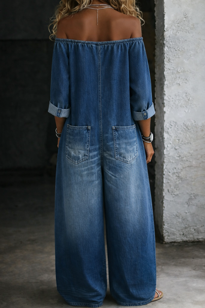 Laurel Women's Jumpsuit in Denim with Long Sleeves, photo 7