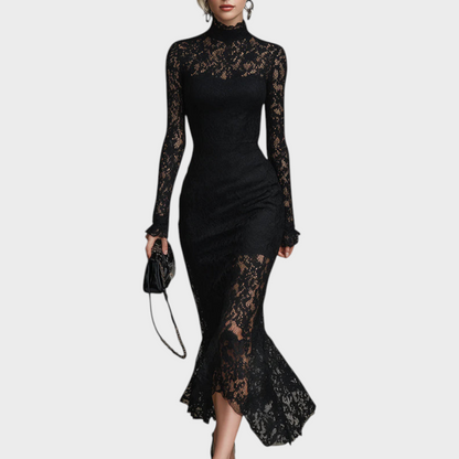 Leah Women's Dress in Polyester in Maxi Length with Lace, photo 1