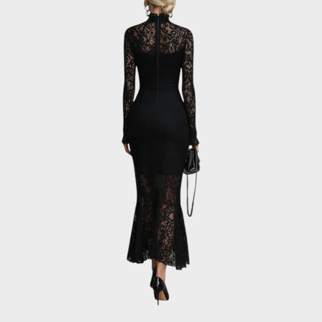 Leah Women's Dress in Polyester in Maxi Length with Lace, photo 2