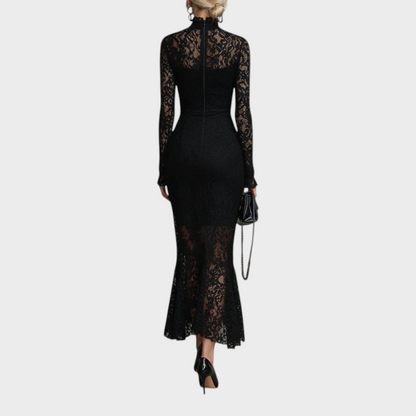 Leah Women's Dress in Polyester in Maxi Length with Lace, photo 2