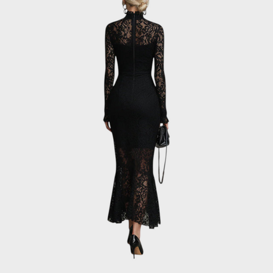 Leah Women's Dress in Polyester in Maxi Length with Lace, photo 2