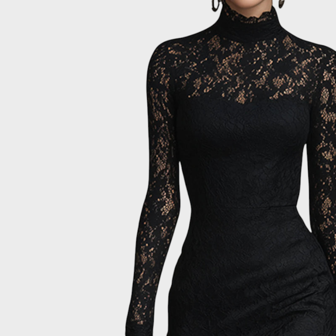 Leah Women's Dress in Polyester in Maxi Length with Lace, photo 3