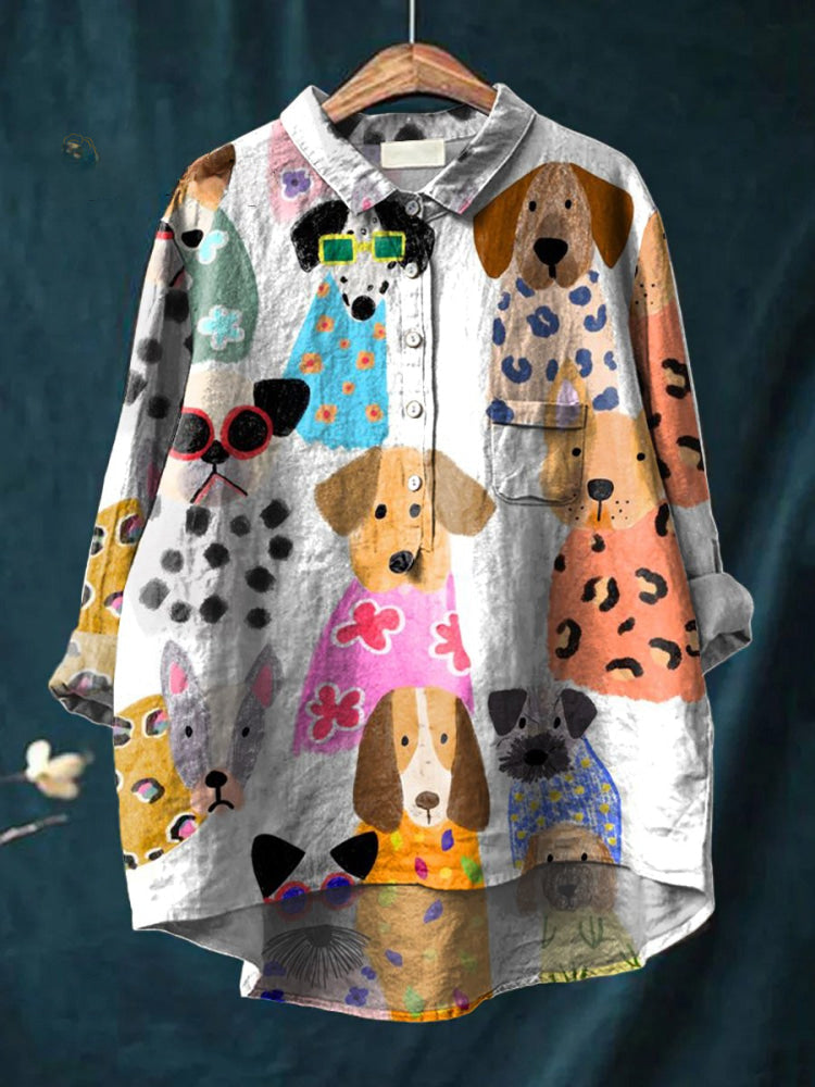Leila Women's Shirt in an Oversized Fit with an All-over Print in Multi, photo 1