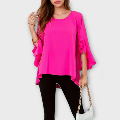 Lila Women's Blouse with a Round Neck and Ruffles, photo 1