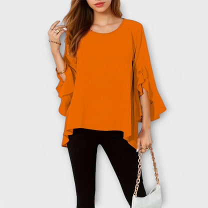 Lila Women's Blouse with a Round Neck and Ruffles, photo 4