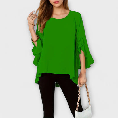 Lila Women's Blouse with a Round Neck and Ruffles, photo 6