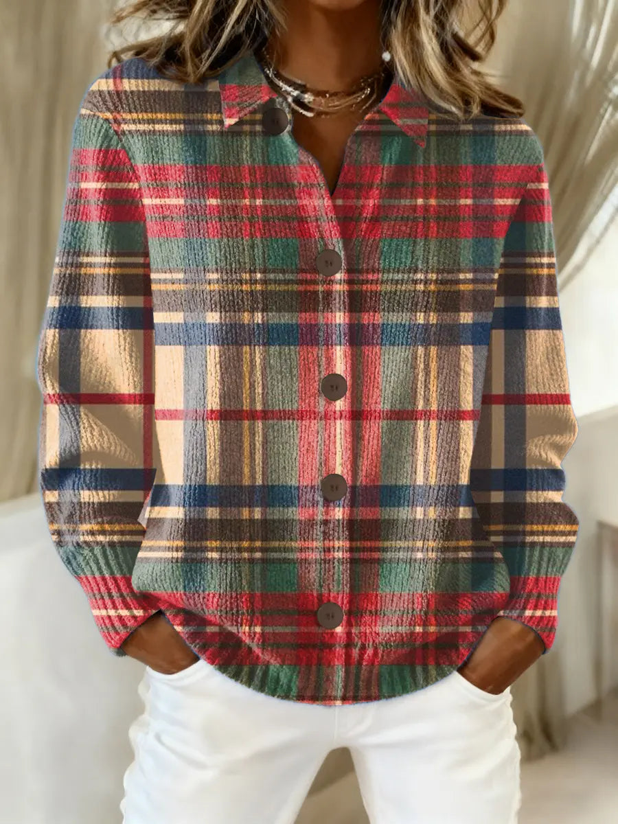 Lois Women's Blouse with a Classic Collar with Buttons and a Check Pattern, photo 1