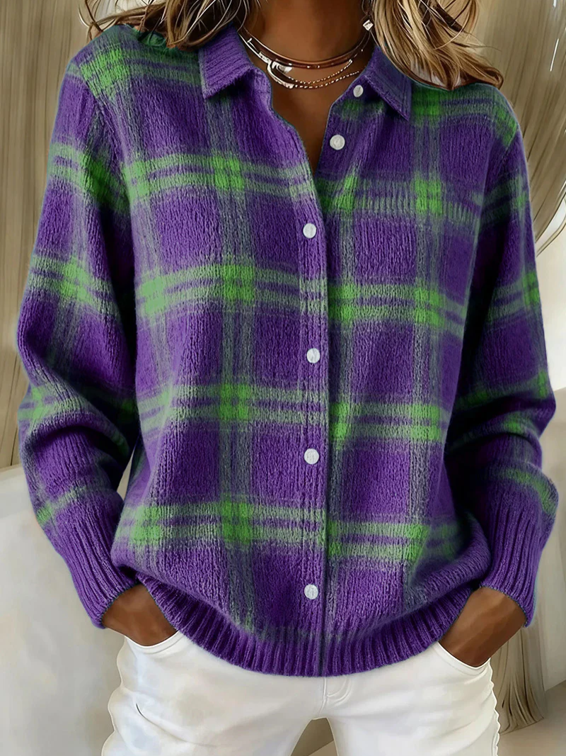 Lois Women's Blouse with a Classic Collar with Buttons and a Check Pattern, photo 10