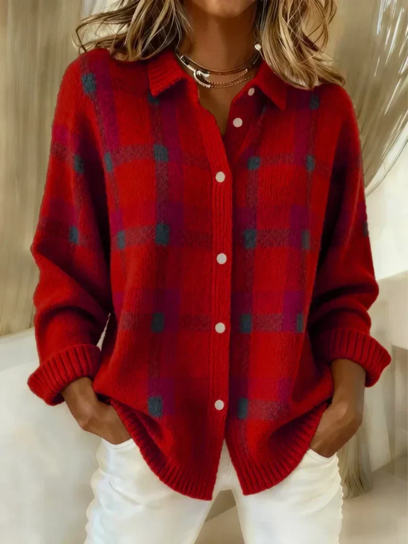 Lois Women's Blouse with a Classic Collar with Buttons and a Check Pattern, photo 2